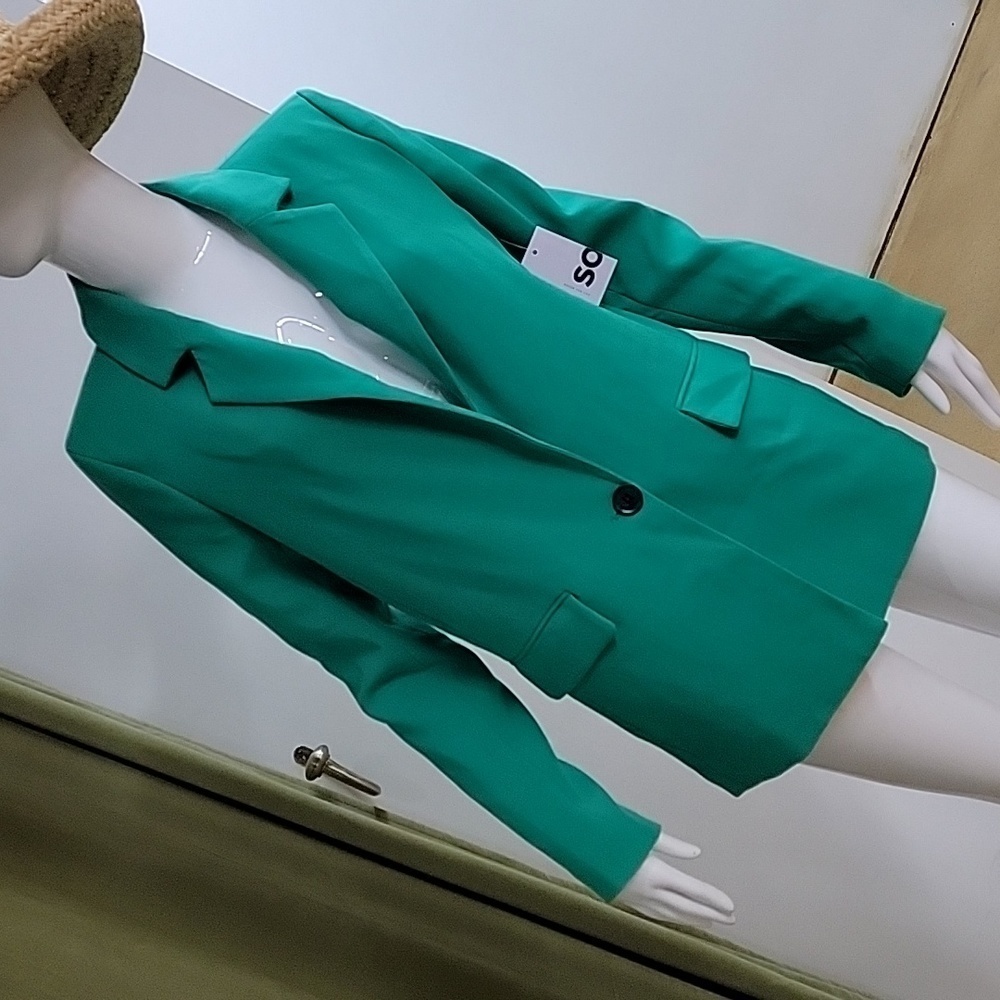 NWT SO Kelly Green Size S Small Oversized, 2 pocket, One button Blazer